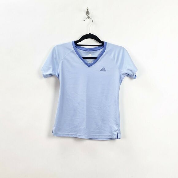 adidas Tops - 2/$30 Adidas XS Womens Light Blue Purple Athletic V-neck Tee